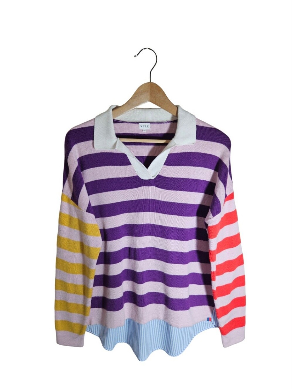 KULE " The Joey Colorblock Stripe Rugby Top" Size S